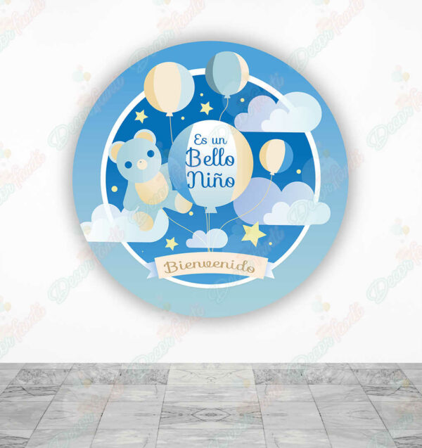 Baby Shower Globo Pastel Fundas tela sublimada